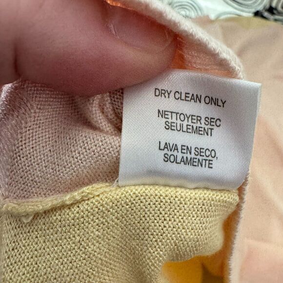 Worth New York Sweater Womens P Blush Yellow Colorblock Silk Cotton Long Sleeve - Picture 5 of 10